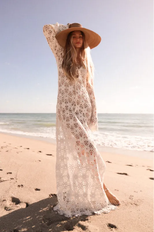 Lorne Cotton Crochet Maxi Dress sold by LoveShackFancy