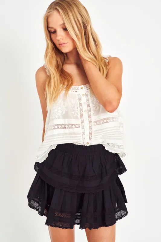 Ruffle Mini Skirt - BLACK sold by LoveShackFancy