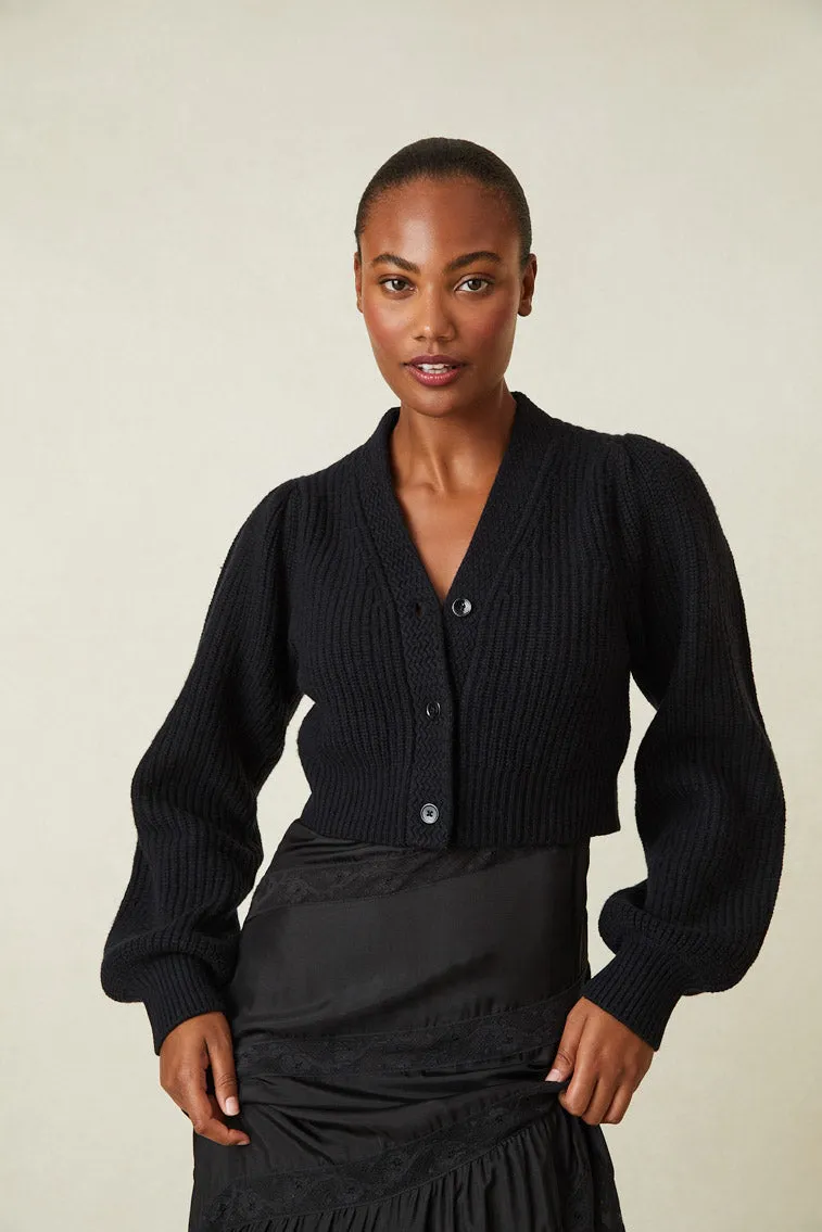 Avignon Crop Cardigan- BLACK sold by LoveShackFancy product image thumbnail 3