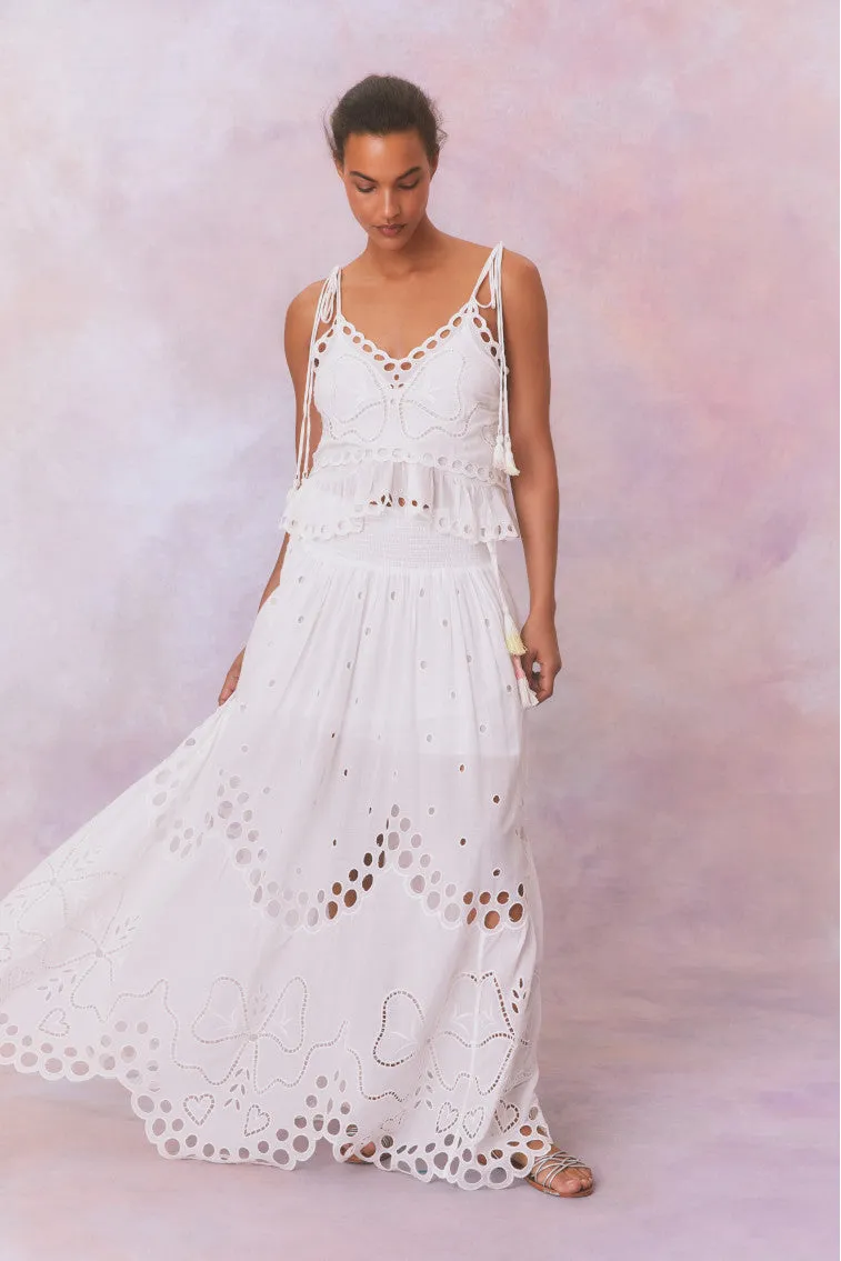 Cassaro Eyelet Cotton Maxi Skirt sold by LoveShackFancy