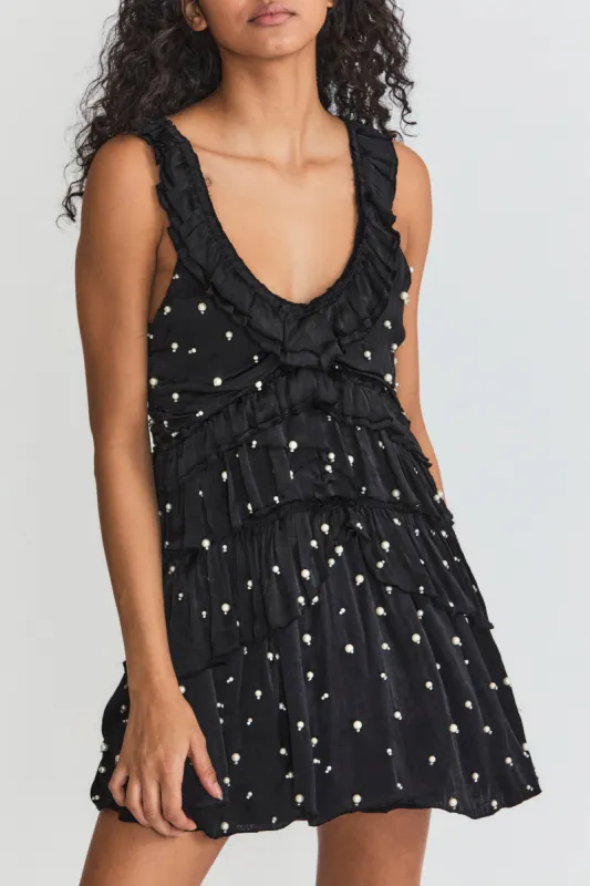 Andra Embellished Mini Dress-BLACK sold by LoveShackFancy