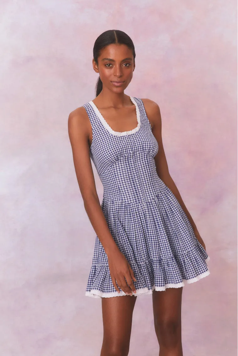 Ceronne Gingham Cotton Mini Dress-NAUTICAL TWILIGHT sold by LoveShackFancy product image thumbnail 4