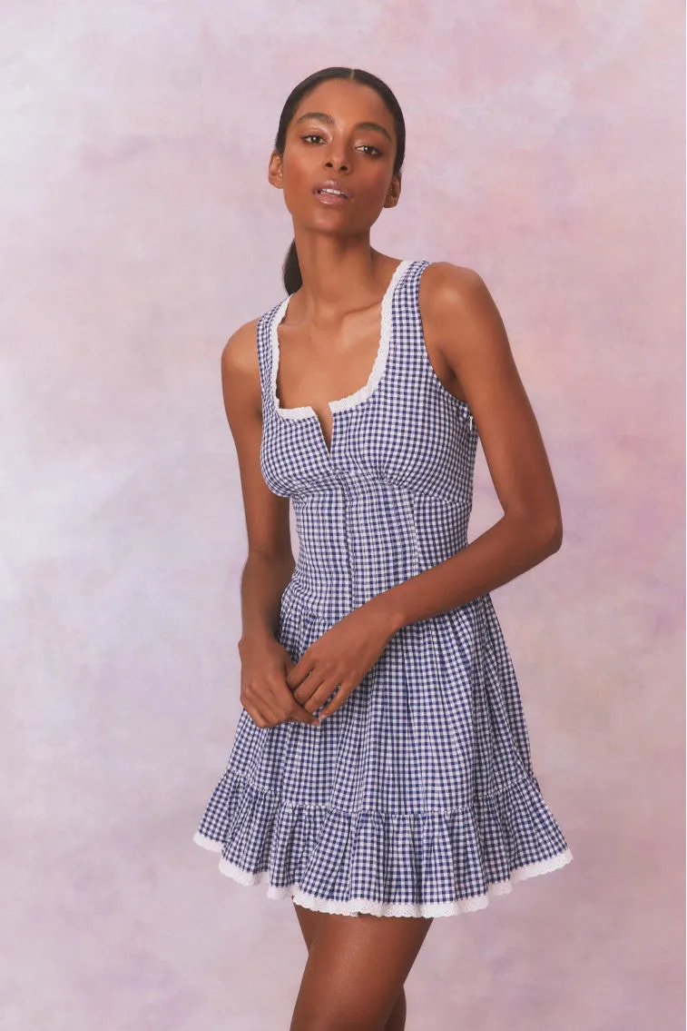 Ceronne Gingham Cotton Mini Dress-NAUTICAL TWILIGHT sold by LoveShackFancy product image thumbnail 5