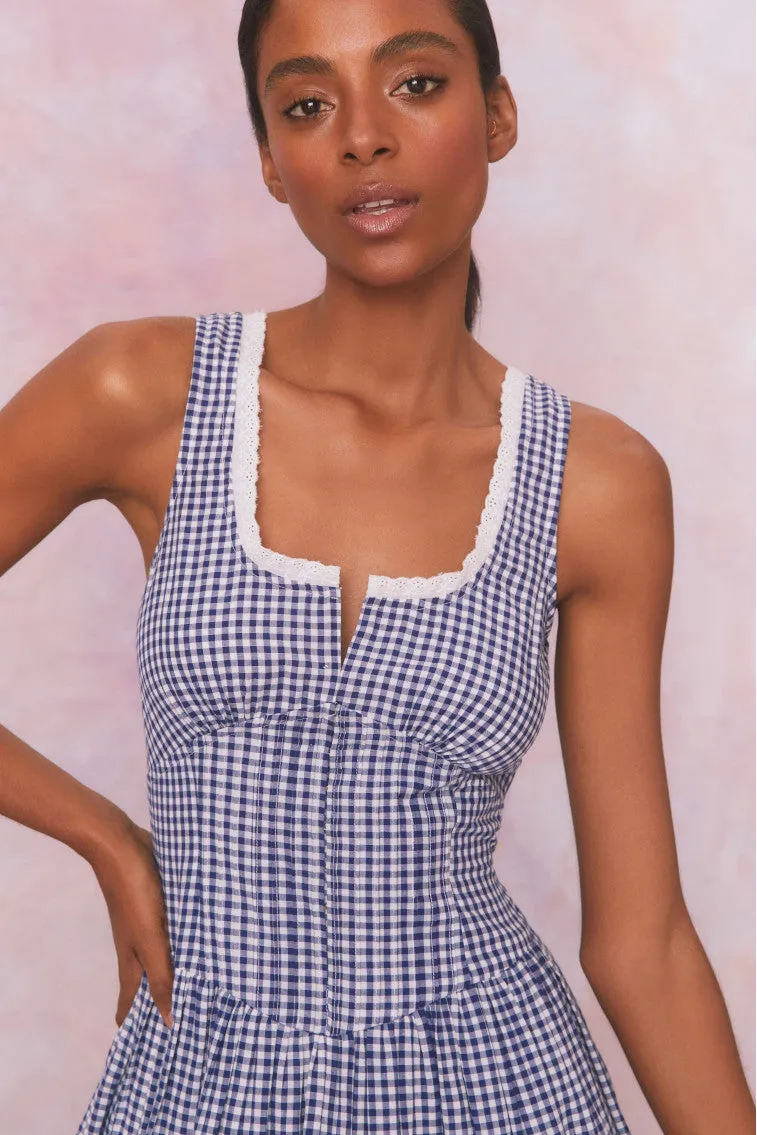 Ceronne Gingham Cotton Mini Dress-NAUTICAL TWILIGHT sold by LoveShackFancy product image thumbnail 3