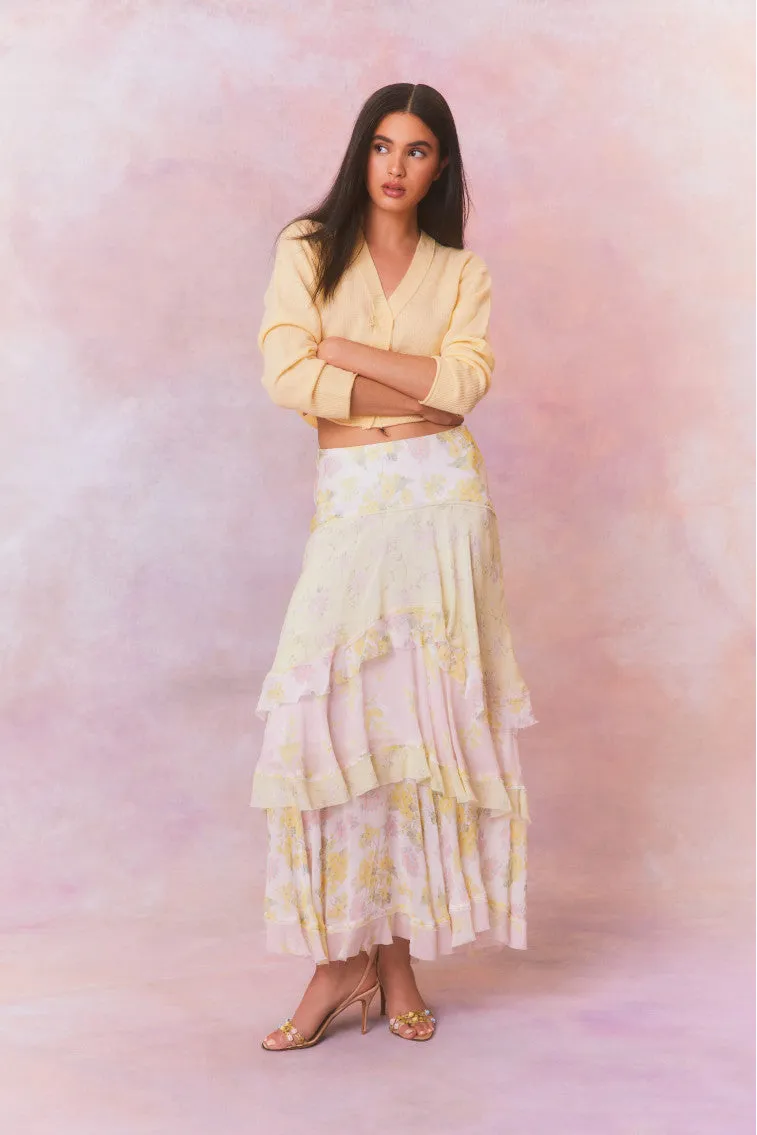 Ruella Chiffon Mixed Print Maxi Skirt sold by LoveShackFancy product image thumbnail 3