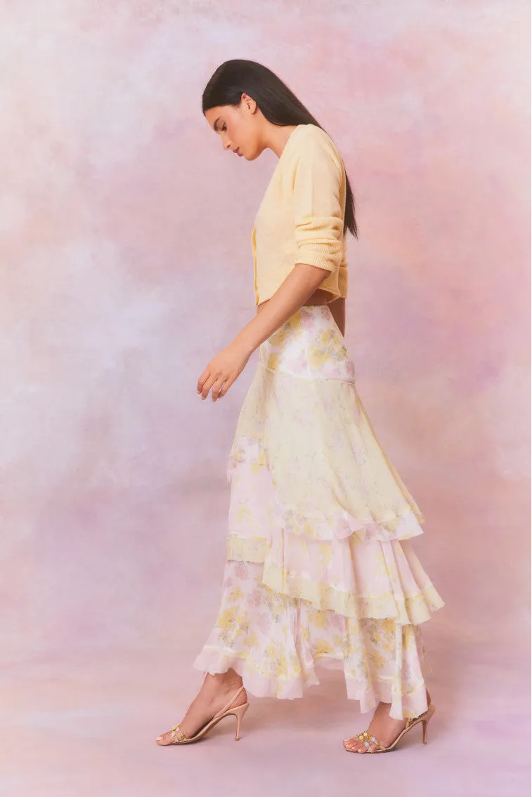 Ruella Chiffon Mixed Print Maxi Skirt sold by LoveShackFancy product image thumbnail 5