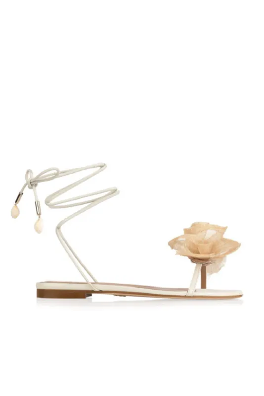 Brother Vellies Fleur Flat Wrap Sandal sold by LoveShackFancy