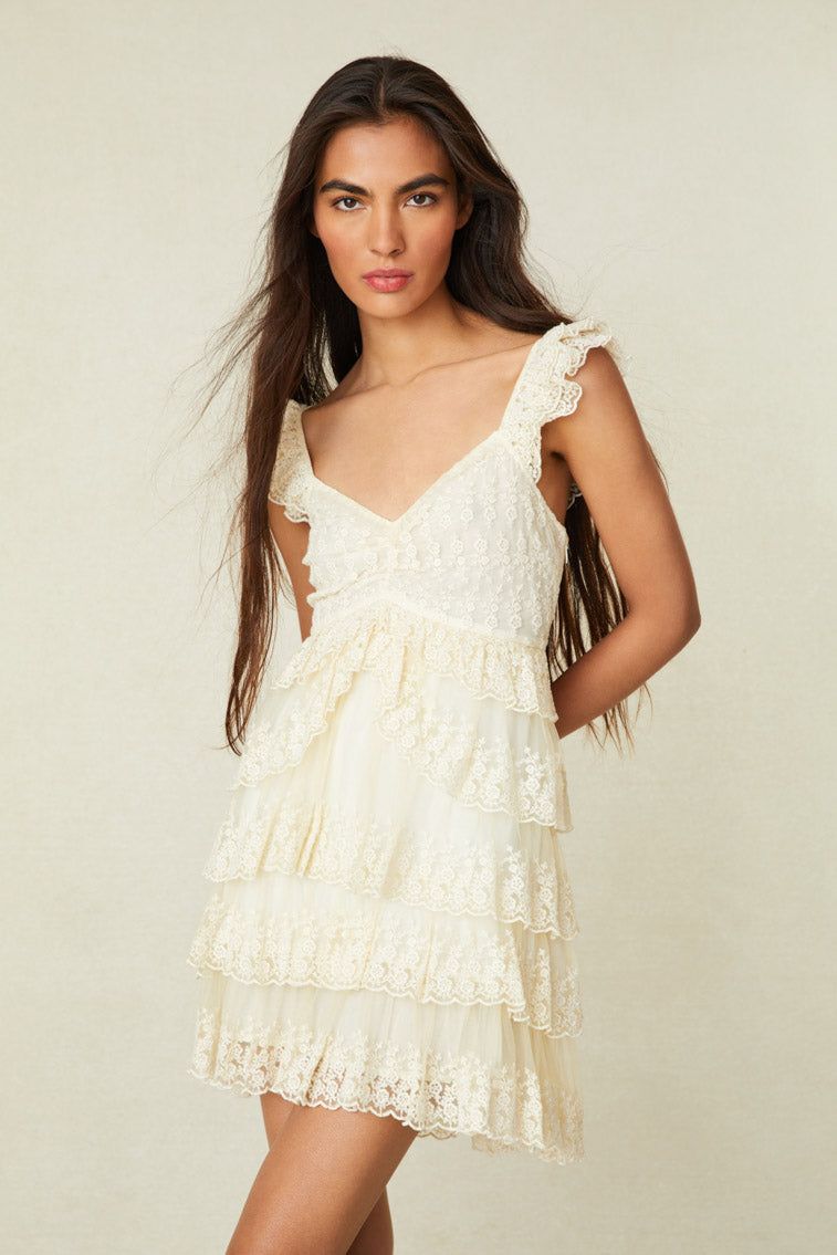 Federica Mini Dress - CREAM sold by LoveShackFancy