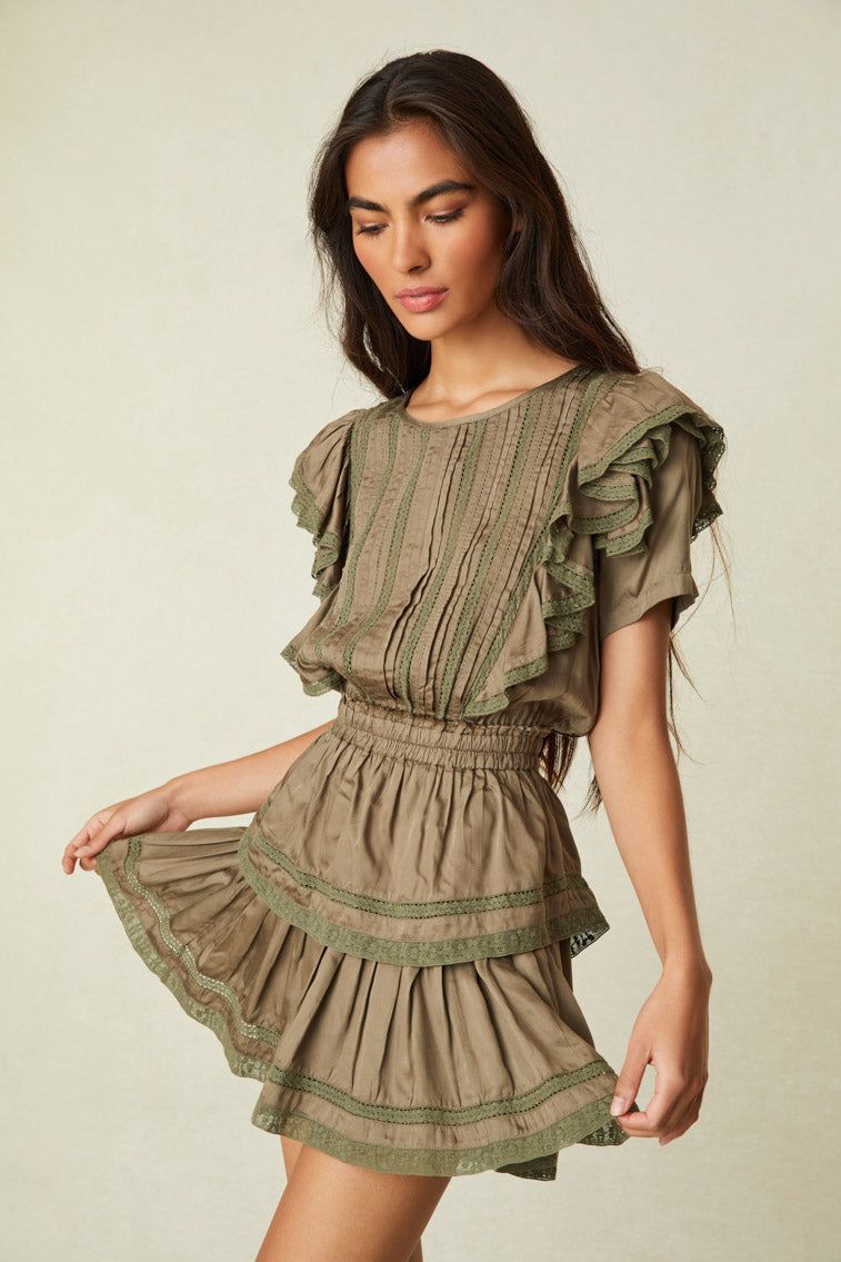 Natasha Mini Dress - FOREST OAK sold by LoveShackFancy