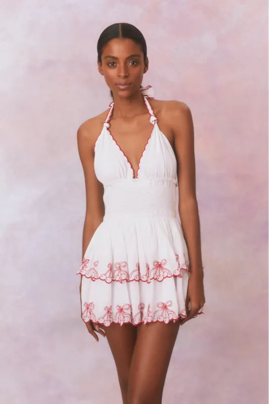 Dormina Cherry Embroidered Cotton Mini Dress made by LoveShackFancy