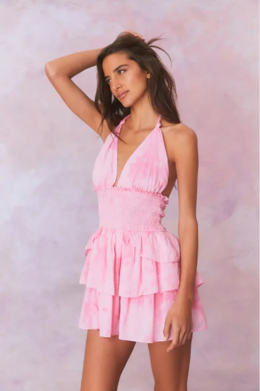 Deanna Hand Dyed Halter Mini Dress sold by LoveShackFancy