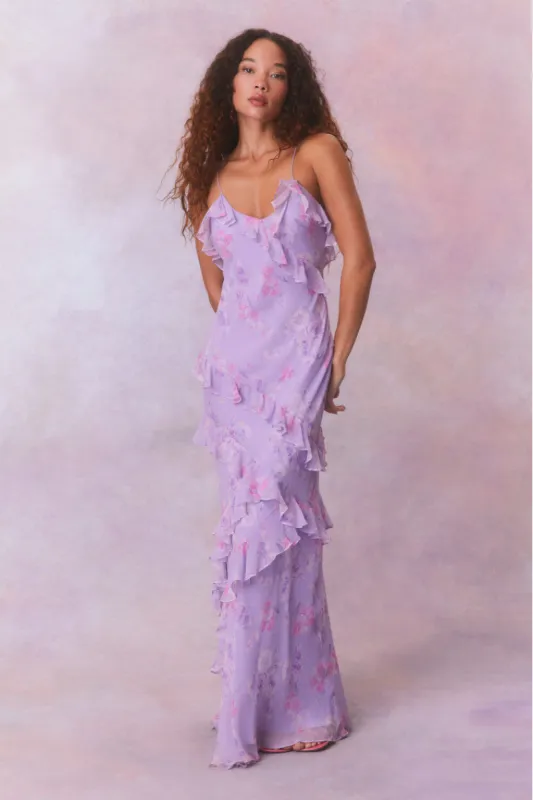 Rialto Fragrance Print Maxi Dress-HIBISCUS sold by LoveShackFancy