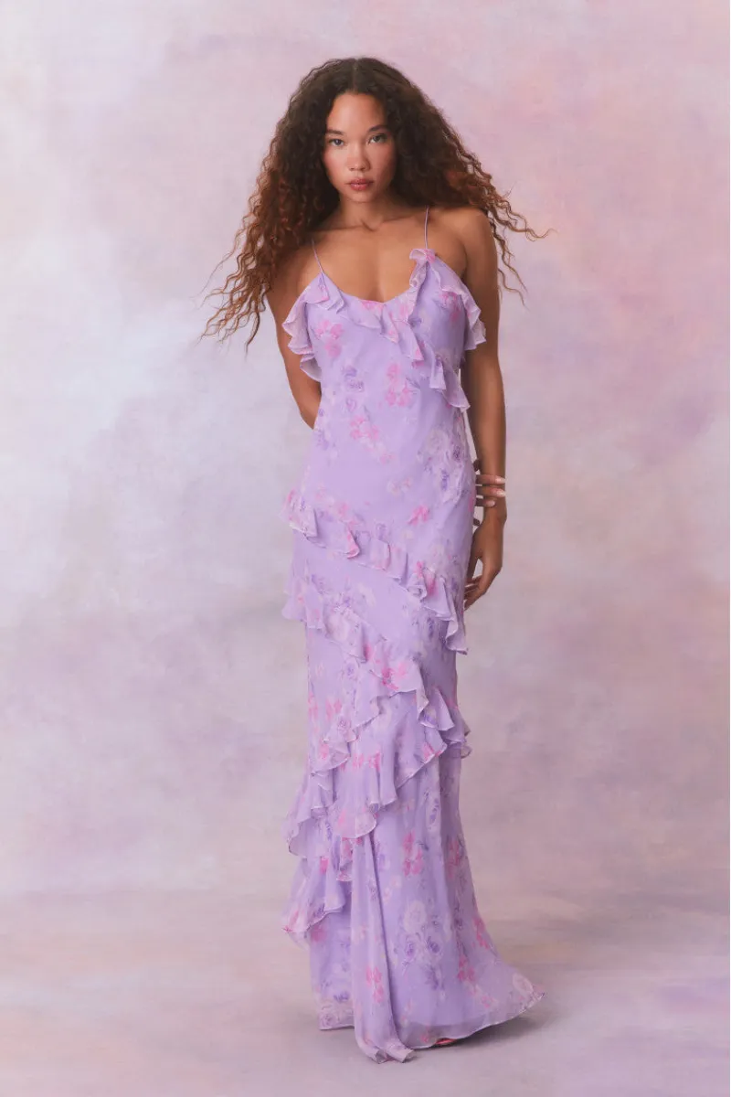 rialto jacquard floor-length dress WHISPER BLUE RIALTO MAXI
