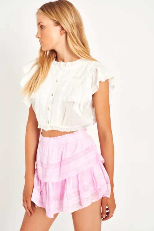 Ruffle Mini Skirt - PEONY PINK sold by LoveShackFancy