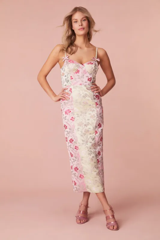 Massey Floral Jacquard Midi Dress sold by LoveShackFancy