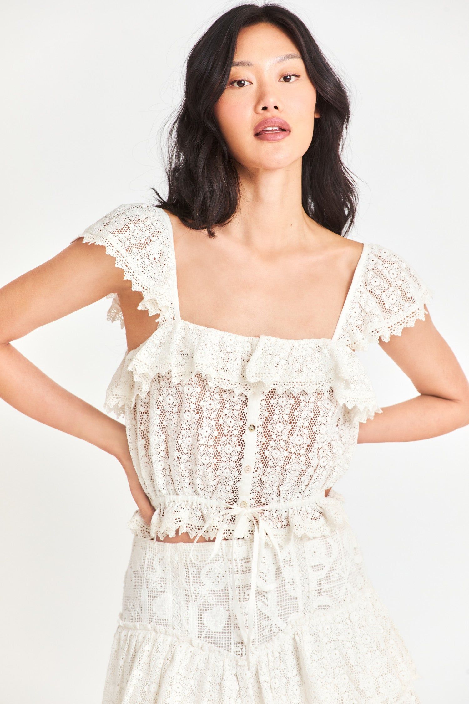 Mia Lace Top - TRUE WHITE sold by LoveShackFancy