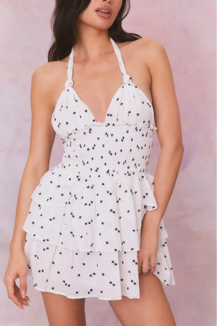 Deanna Star Print Cotton Halter Mini Dress sold by LoveShackFancy product image thumbnail 4