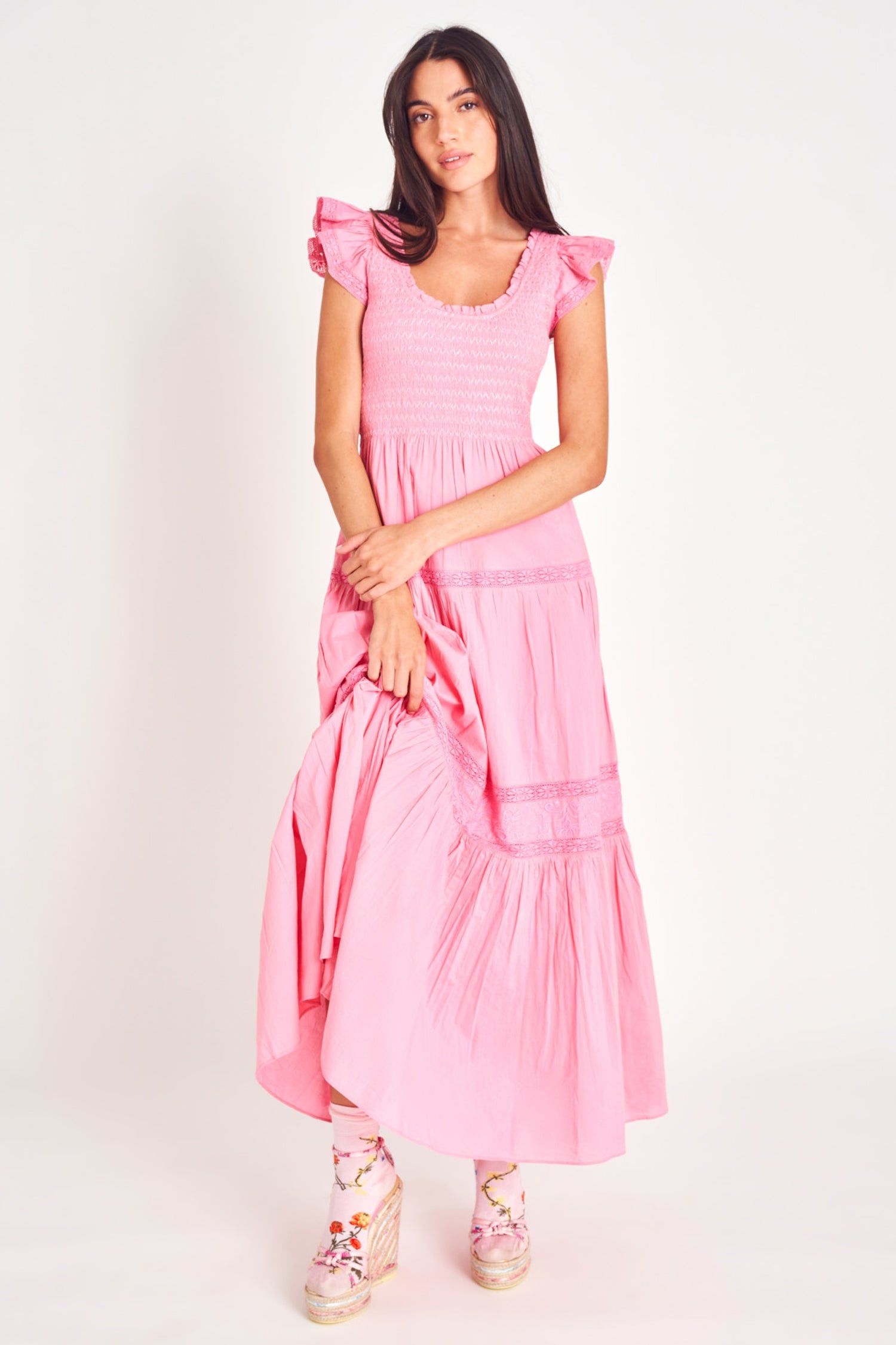 Chessie Maxi Dress-Vivid Pink sold by LoveShackFancy