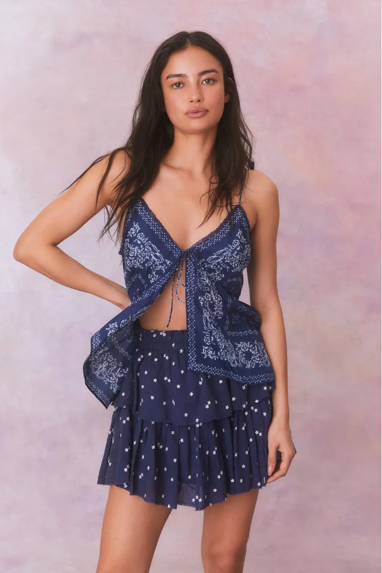 Ruffle Mini Star Print Cotton Skirt sold by LoveShackFancy product image thumbnail 4