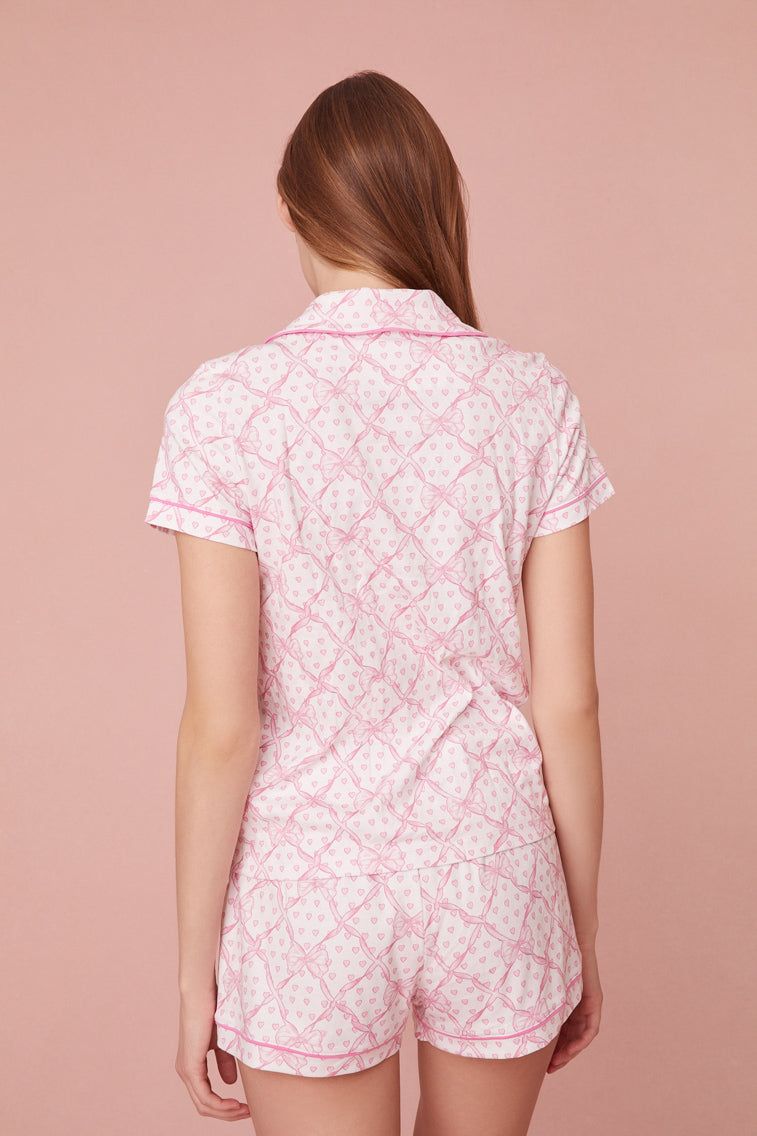 Roller Rabbit x LoveShackFancy Baby Bow Hearts Women's Polo Pajama sold by LoveShackFancy product image thumbnail 4