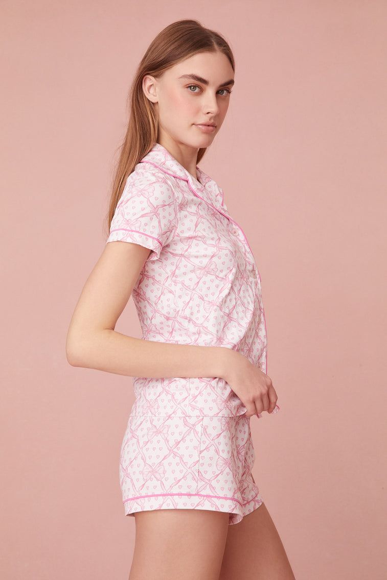Roller Rabbit x LoveShackFancy Baby Bow Hearts Women's Polo Pajama sold by LoveShackFancy product image thumbnail 3