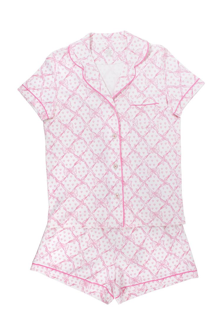 Roller Rabbit x LoveShackFancy Baby Bow Hearts Women's Polo Pajama sold by LoveShackFancy product image thumbnail 2