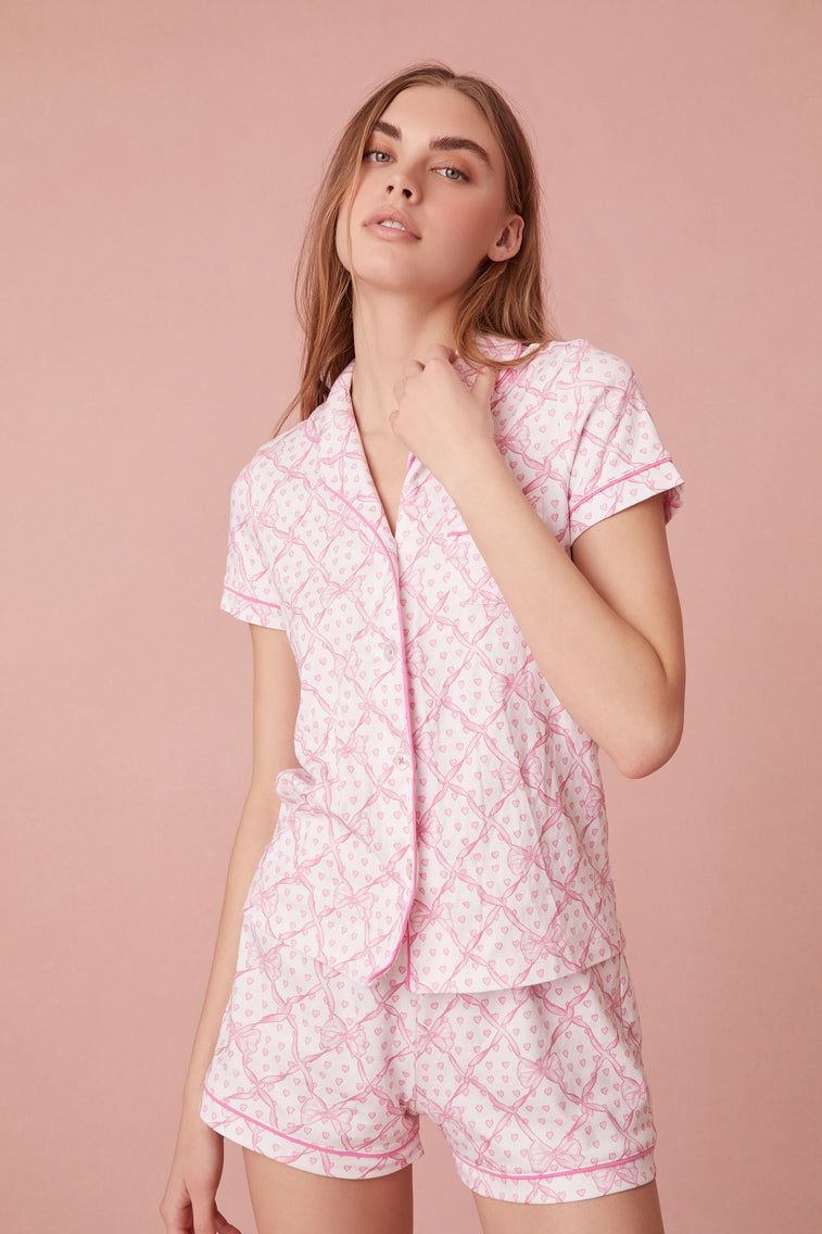 Roller Rabbit x LoveShackFancy Baby Bow Hearts Women's Polo Pajama sold by LoveShackFancy product image thumbnail 5