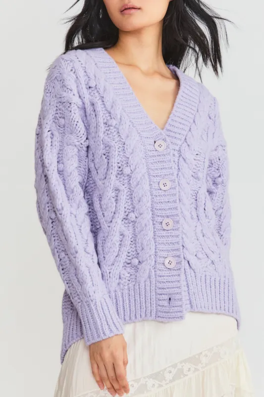 Beckett Cardigan- LILAC MIST sold by LoveShackFancy