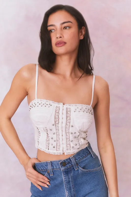 Embellished Rosabella Cotton Cami Top sold by LoveShackFancy