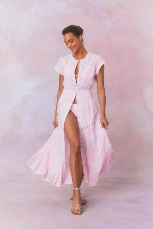 Remi Cotton Stripe Maxi Dress- CAPTIVA PINK sold by LoveShackFancy
