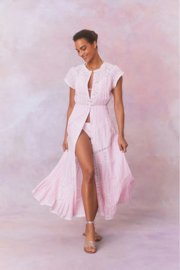 Remi Cotton Stripe Maxi Dress- CAPTIVA PINK sold by LoveShackFancy