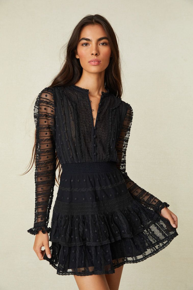 Elio Mini Dress- BLACK sold by LoveShackFancy