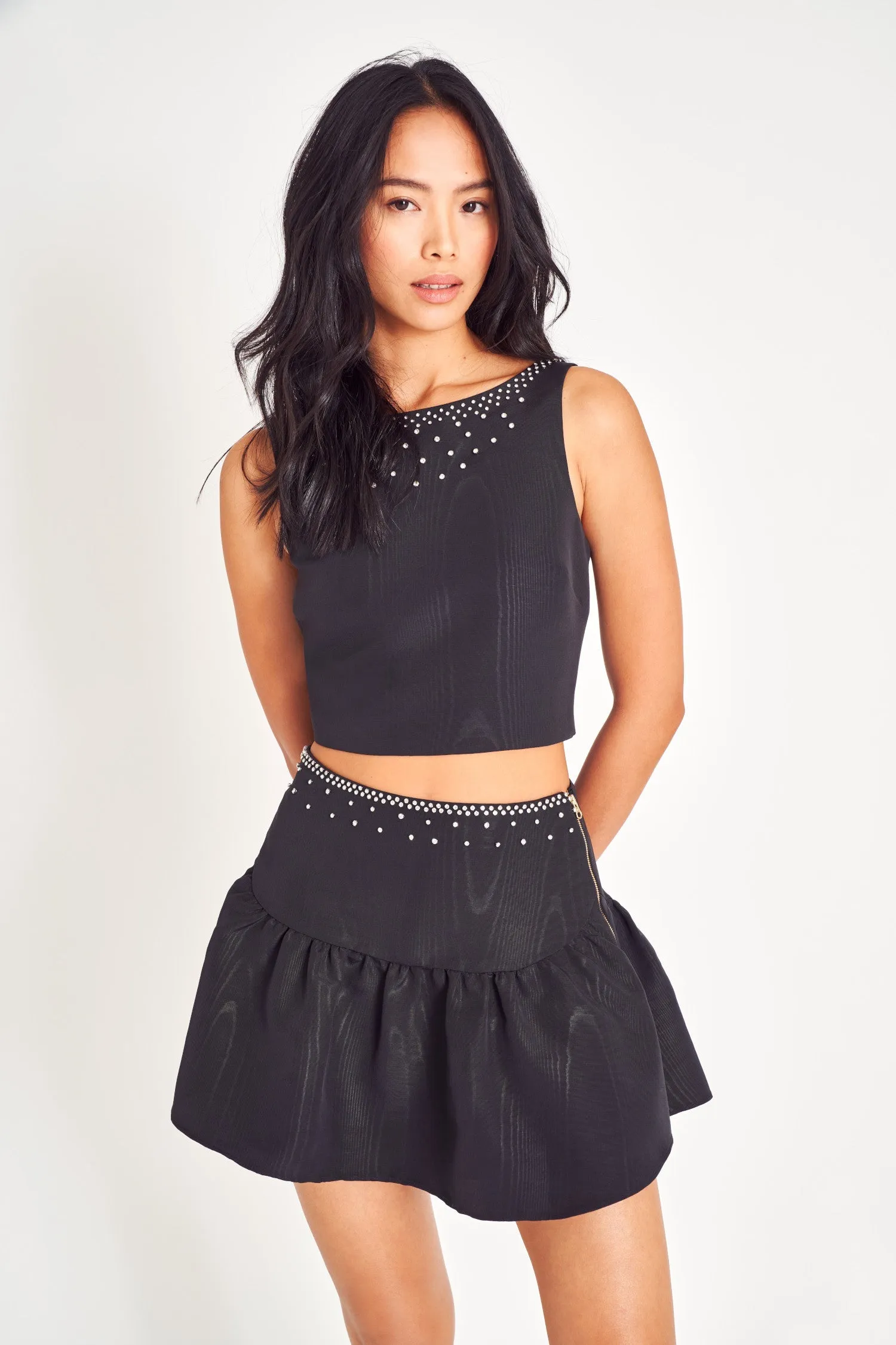Lively Mini Skirt- BLACK sold by LoveShackFancy