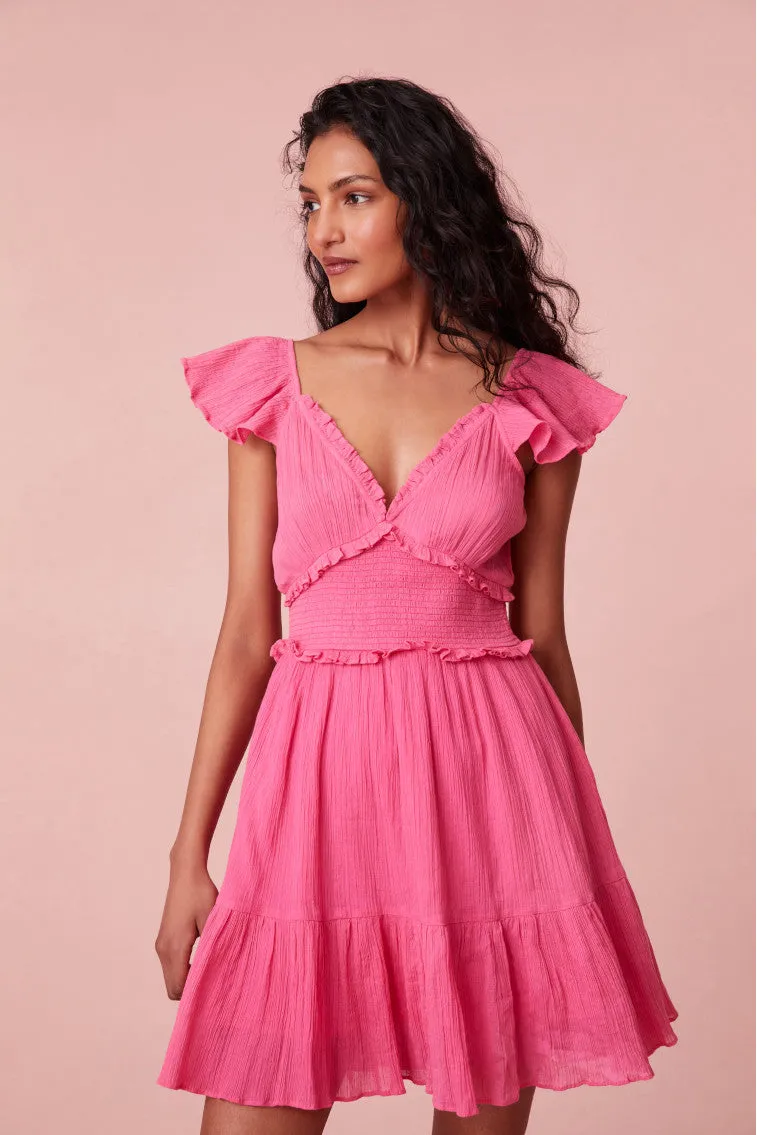 Ivella Smocked Mini Dress- STRAWBERRY MOON sold by LoveShackFancy product image thumbnail 4