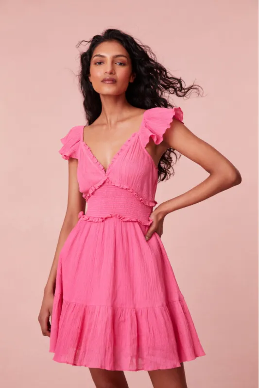 Ivella Smocked Mini Dress- STRAWBERRY MOON sold by LoveShackFancy