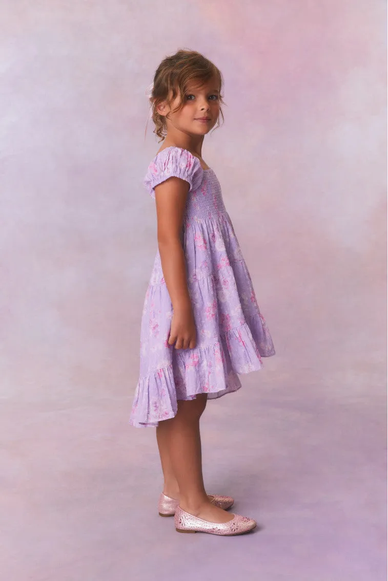 Girls Muriella Fragrance Print Flutter Sleeve Dress-HIBISCUS sold by LoveShackFancy product image thumbnail 3