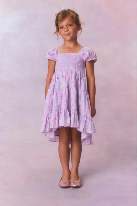 Girls Muriella Fragrance Print Flutter Sleeve Dress-HIBISCUS sold by LoveShackFancy