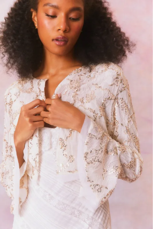 Lyndon Sequin Lace Long Sleeve Top sold by LoveShackFancy