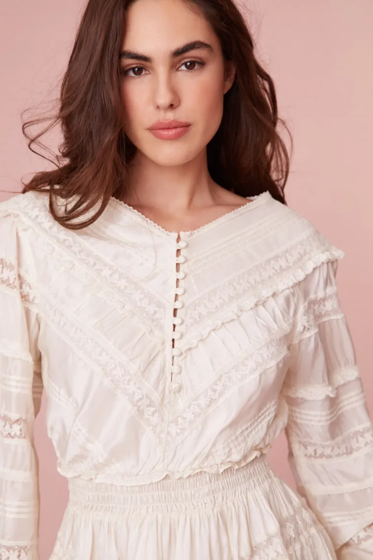 Jones Victorian Lace Mini Dress- ANTIQUE WHITE sold by LoveShackFancy product image thumbnail 5