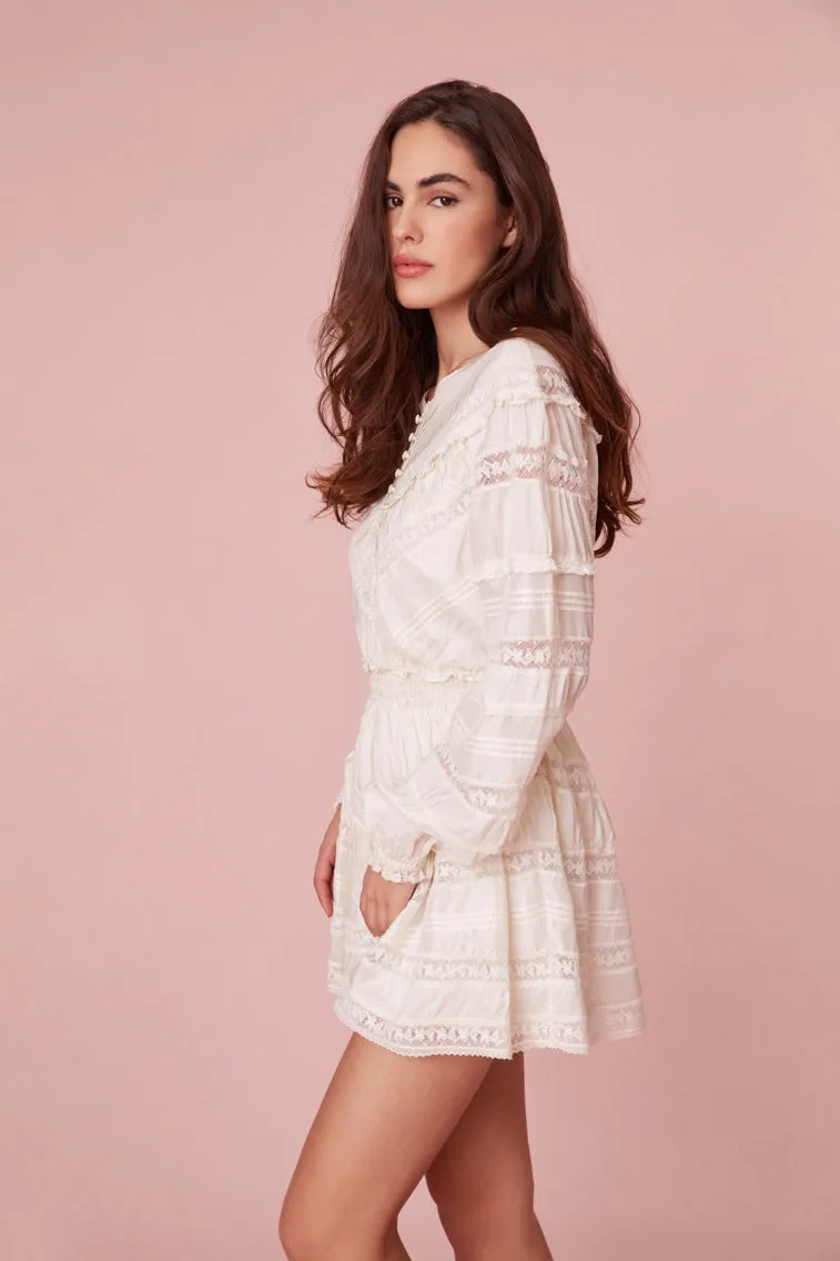 Jones Victorian Lace Mini Dress- ANTIQUE WHITE sold by LoveShackFancy product image thumbnail 3