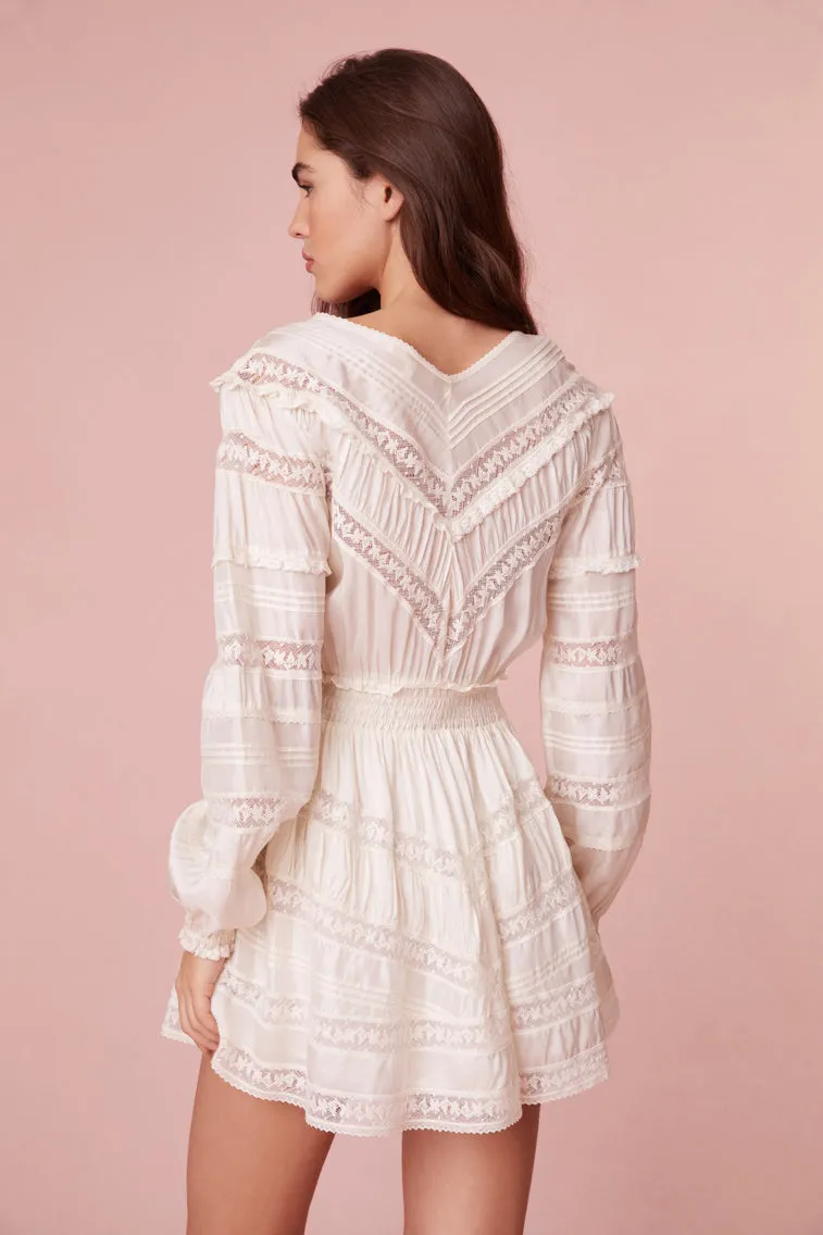 Jones Victorian Lace Mini Dress- ANTIQUE WHITE sold by LoveShackFancy product image thumbnail 4
