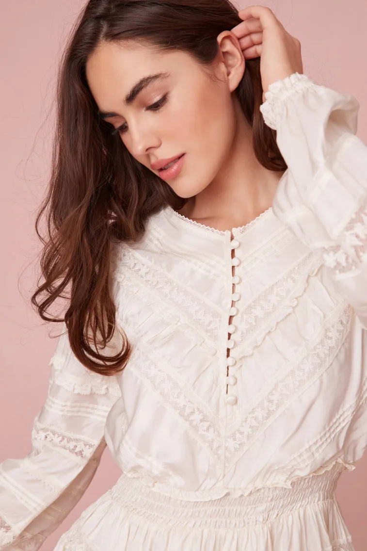 Jones Victorian Lace Mini Dress- ANTIQUE WHITE sold by LoveShackFancy product image thumbnail 2