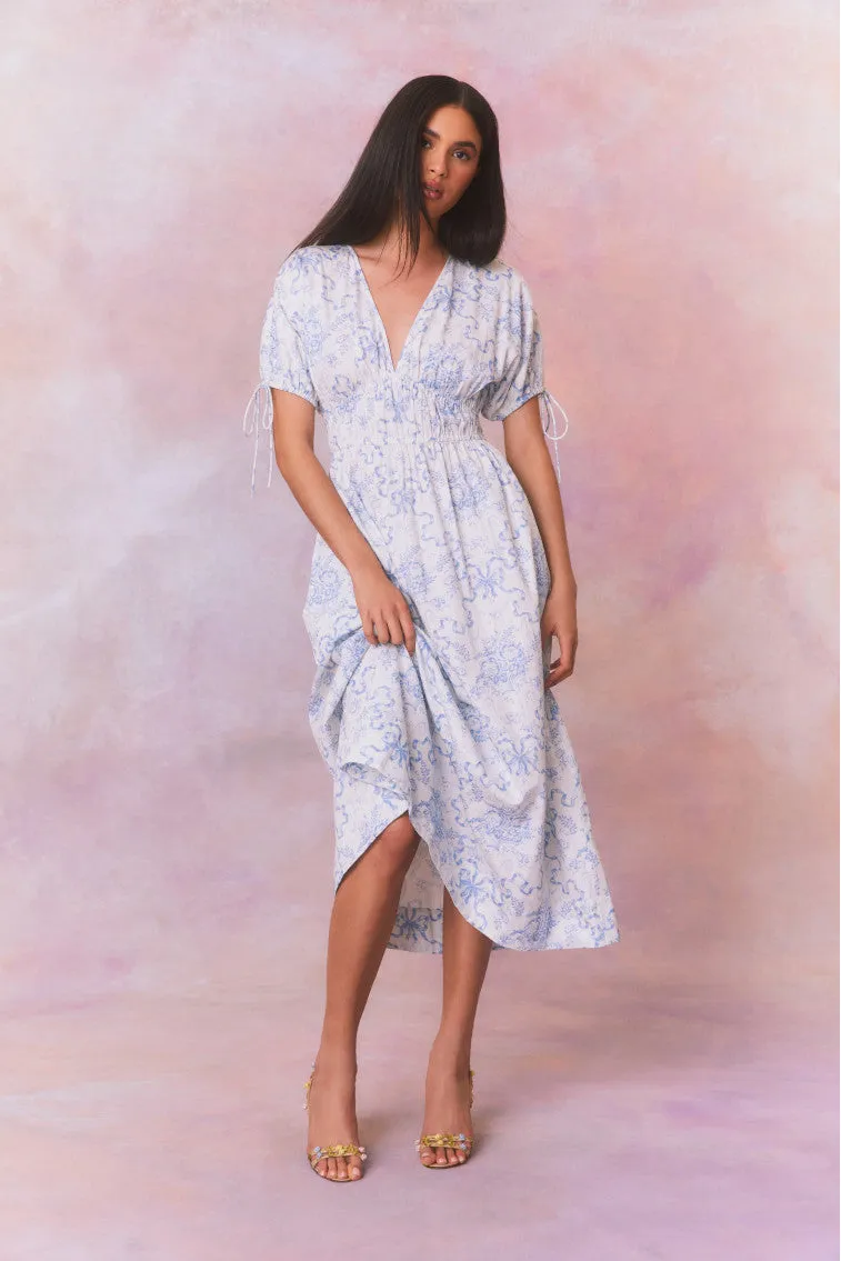 Mastey Bow Print Midi Dress sold by LoveShackFancy