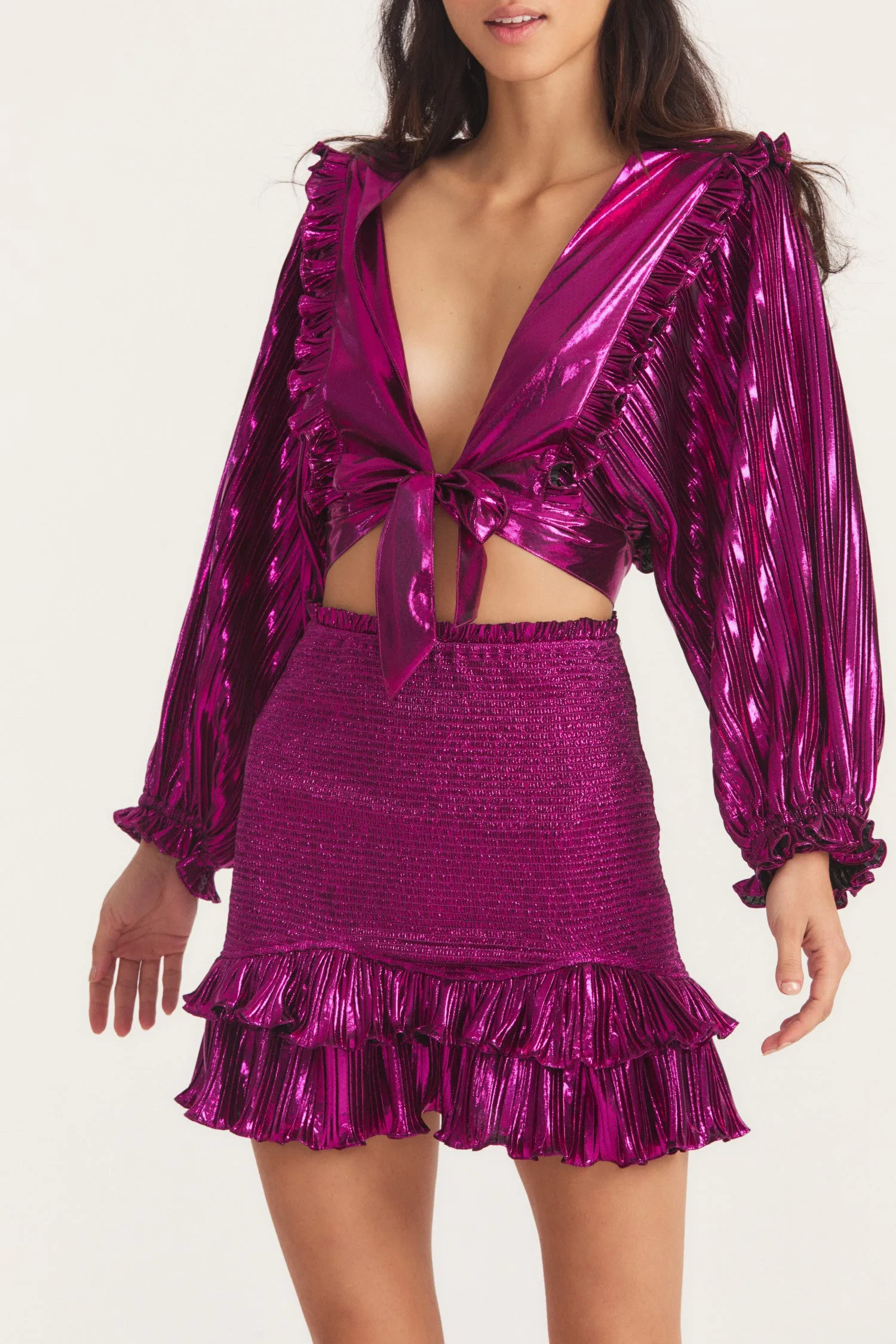 Nolita Metallic Mini Skirt sold by LoveShackFancy