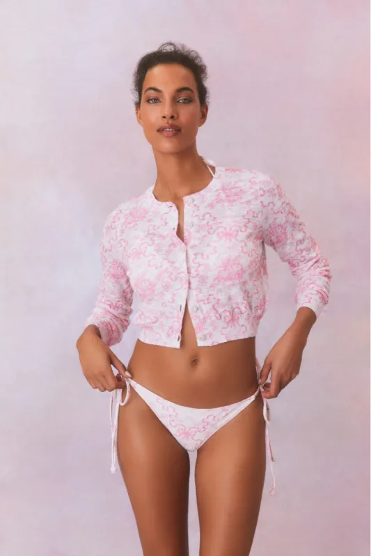 Pinky Bow Print Cardigan made by LoveShackFancy