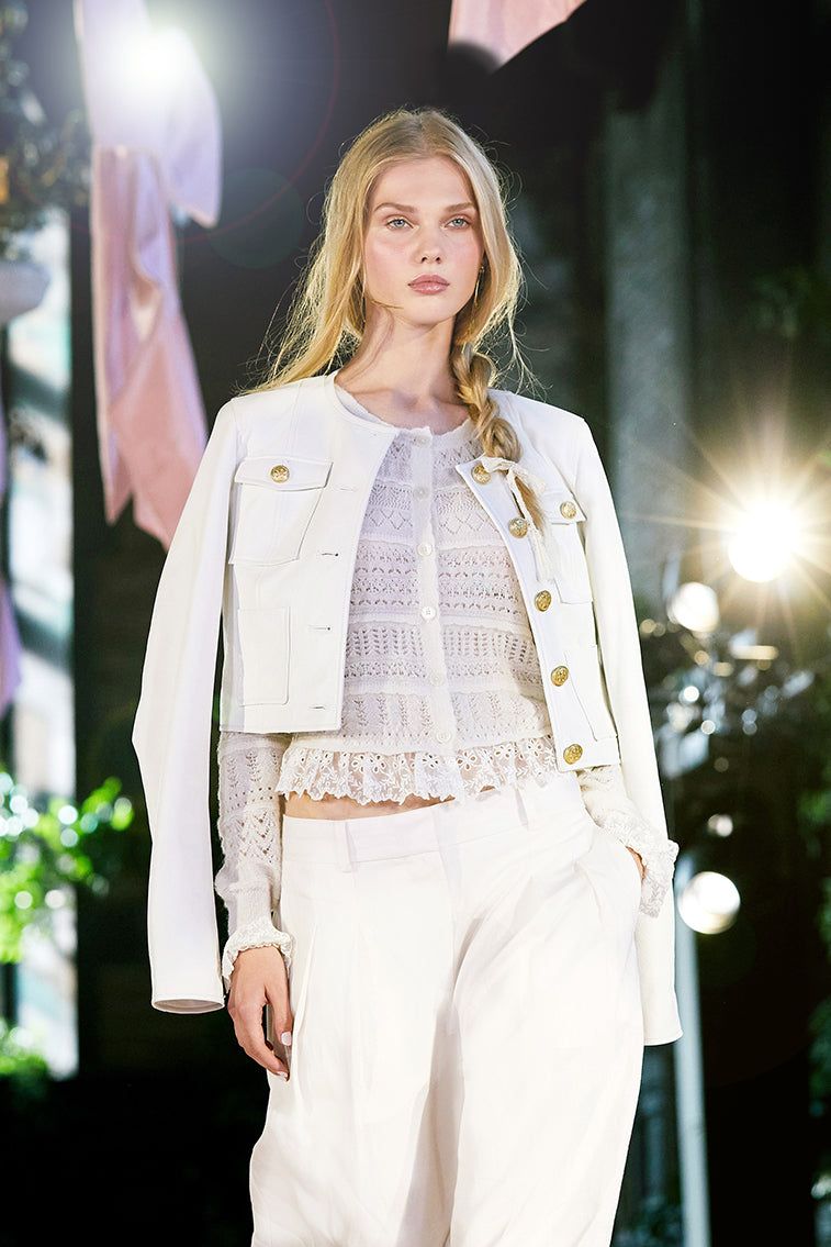 Xander Cropped Leather Jacket-WHITE sold by LoveShackFancy product image thumbnail 2