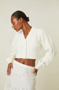 Avignon Crop Cardigan- Ivory sold by LoveShackFancy