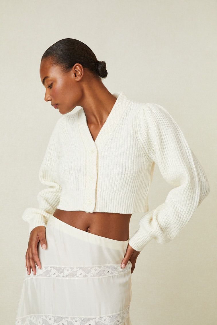 Avignon Crop Cardigan- Ivory sold by LoveShackFancy product image thumbnail 2