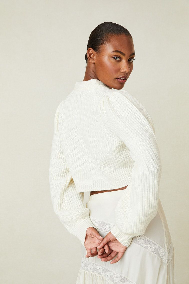 Avignon Crop Cardigan- Ivory sold by LoveShackFancy product image thumbnail 5