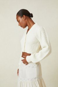 Avignon Crop Cardigan- Ivory sold by LoveShackFancy